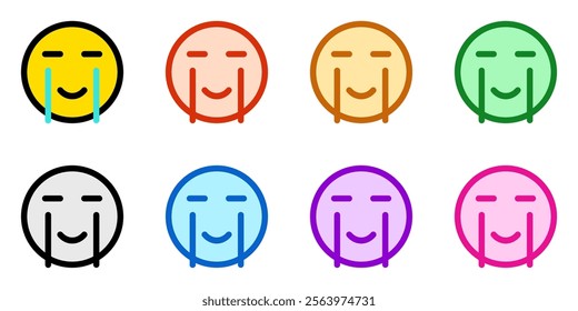 Editable happy tear emoticon vector icon. Expression, emotion, face. Part of a big icon set family. Perfect for web and app interfaces, presentations, infographics, etc