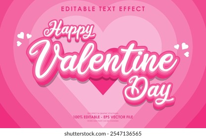 Efecto de texto de feliz día de San Valentín con un fondo temático de San Valentín