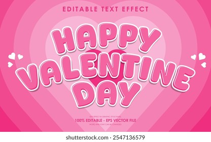 Efeito de texto feliz dia dos namorados editável com um fundo temático de Valentim