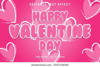 Editable Happy Valentine Day Text Effect with a Valentine's themed background
