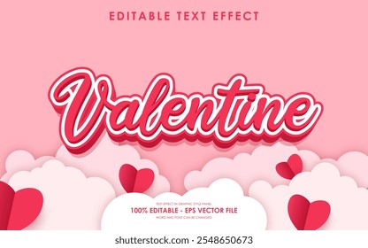 Editable Happy Valentine Day Text Effect with a Valentine's themed background