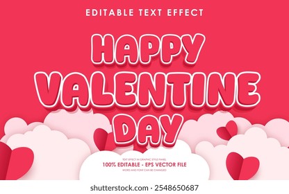 Editable Happy Valentine Day Text Effect with a Valentine's themed background