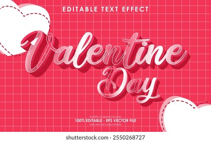 Efeito de texto feliz dia dos namorados editável com um fundo temático de Valentim