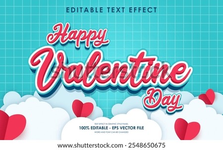 Editable Happy Valentine Day Text Effect with a Valentine's themed background