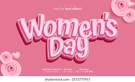 Editable happy women's day vector text effect in a modern style