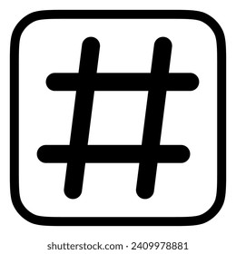 Bearbeitbares Hashtag-Vektorsymbol. Teil einer großen Icon-Set-Familie. Perfekt für Web- und App-Schnittstellen, Präsentationen, Infografiken usw.