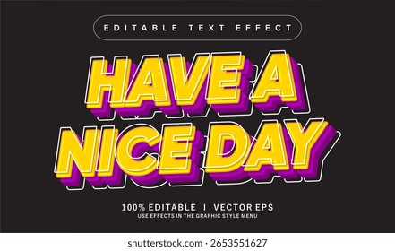 editável ter um bom dia efeito de texto vetorial com design de estilo moderno