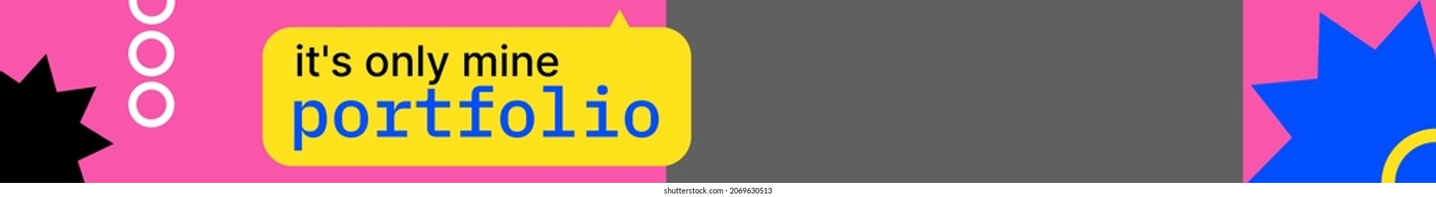 Editable Header for Portfolio in Pink and Yellow Colors. Vector illustration