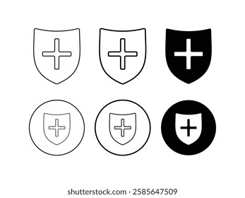editable health insurance protect with cross sign symbol design illustration isolated on transparent background