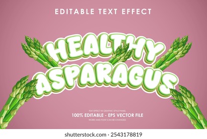 Editável saudável aspargos Texto Efeito. com ilustração de aspargos. adequado para vegan temed
