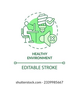 Editable healthy environment green icon concept, isolated vector, sustainable office thin line illustration.