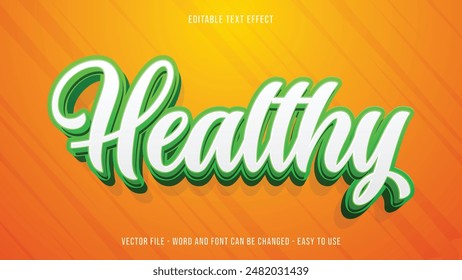 Efecto de texto saludable editable, estilo 3d de texto editable