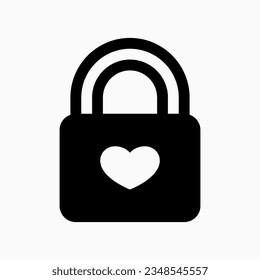 Bloqueo cardíaco editable, icono del vector de bloqueo de amor. Boda, San Valentín, amor, celebración. Parte de una familia de iconos grandes. Perfecto para interfaces web y de aplicaciones, presentaciones, infografías, etc