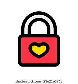 Bloqueo cardíaco editable, icono del vector de bloqueo de amor. Boda, San Valentín, amor, celebración. Parte de una familia de iconos grandes. Perfecto para interfaces web y de aplicaciones, presentaciones, infografías, etc