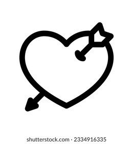 Bearbeitbares Herz von Pfeil-Vektorsymbol getroffen. Hochzeit, Valentin, Liebe, Feiern. Teil einer großen Icon-Set-Familie. Perfekt für Web- und App-Schnittstellen, Präsentationen, Infografiken usw.