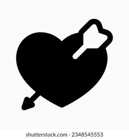 Bearbeitbares Herz von Pfeil-Vektorsymbol getroffen. Hochzeit, Valentin, Liebe, Feiern. Teil einer großen Icon-Set-Familie. Perfekt für Web- und App-Schnittstellen, Präsentationen, Infografiken usw.