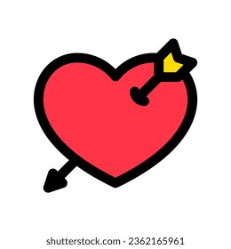 Editable heart struck by arrow vector icon. Wedding, valentine, love, celebration. Part of a big icon set family. Perfect for web and app interfaces, presentations, infographics, etc