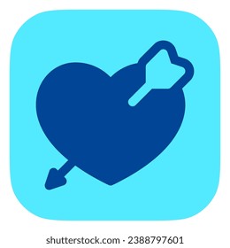 Bearbeitbares Herz von Pfeil-Vektorsymbol getroffen. Hochzeit, Valentin, Liebe, Feiern. Teil einer großen Icon-Set-Familie. Perfekt für Web- und App-Schnittstellen, Präsentationen, Infografiken usw.