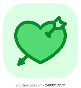 Editable heart struck by arrow vector icon. Wedding, valentine, love, celebration. Part of a big icon set family. Perfect for web and app interfaces, presentations, infographics, etc
