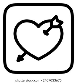Corazón editable golpeado por el icono del vector de flecha. Boda, San Valentín, amor, celebración. Parte de una familia de iconos grandes. Perfecto para interfaces web y de aplicaciones, presentaciones, infografías, etc