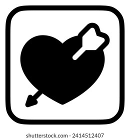 Editable heart struck by arrow vector icon. Wedding, valentine, love, celebration. Part of a big icon set family. Perfect for web and app interfaces, presentations, infographics, etc