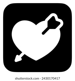 Corazón editable golpeado por la flecha vector icono. Boda, San Valentín, amor, celebración. Parte de una gran familia de iconos. Perfecto para interfaces web y aplicaciones, presentaciones, infografías, etc