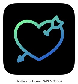 Corazón editable golpeado por la flecha vector icono. Boda, San Valentín, amor, celebración. Parte de una gran familia de iconos. Perfecto para interfaces web y aplicaciones, presentaciones, infografías, etc