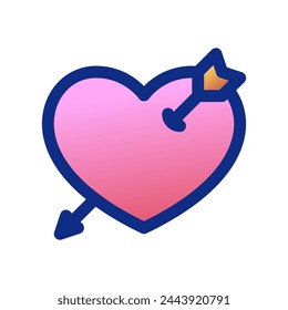 Corazón editable golpeado por la flecha vector icono. Boda, San Valentín, amor, celebración. Parte de una gran familia de iconos. Perfecto para interfaces web y aplicaciones, presentaciones, infografías, etc