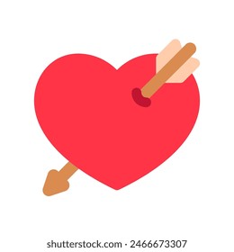 Corazón editable golpeado por el icono del Vector de la flecha. Boda, San Valentín, amor, celebración. Parte de una gran familia de iconos. Perfecto para interfaces de Web y App, presentaciones, infografías, etc