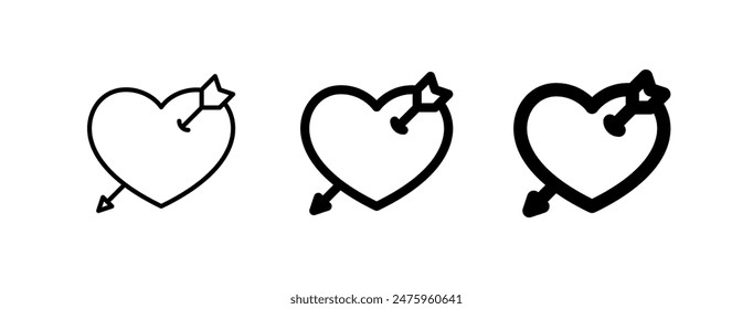 Editable heart struck by arrow vector icon. Wedding, valentine, love, celebration. Part of a big icon set family. Perfect for web and app interfaces, presentations, infographics, etc