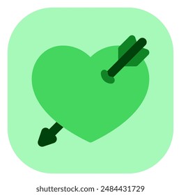 Corazón editable golpeado por el icono del Vector de la flecha. Boda, San Valentín, amor, celebración. Parte de una gran familia de iconos. Perfecto para interfaces de Web y App, presentaciones, infografías, etc