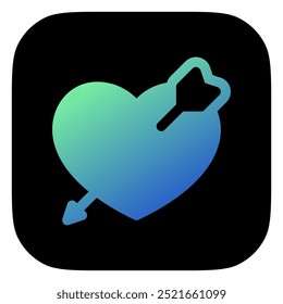 Corazón editable golpeado por el ícono del Vector de flecha. Boda, San Valentín, amor, celebración. Parte de una gran familia de iconos. Perfecto para interfaces de Web y App, presentaciones, infografías, etc