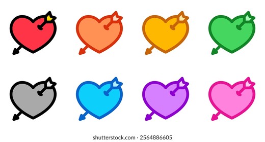 Editable heart struck by arrow vector icon. Wedding, valentine, love, celebration. Part of a big icon set family. Perfect for web and app interfaces, presentations, infographics, etc