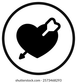 Editable heart struck by arrow vector icon. Wedding, valentine, love, celebration. Part of a big icon set family. Perfect for web and app interfaces, presentations, infographics, etc