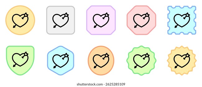 Corazón editable golpeado por el ícono del Vector de flecha. Boda, San Valentín, amor, celebración. Parte de una gran familia de iconos. Perfecto para interfaces de Web y App, presentaciones, infografías, etc