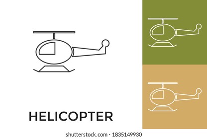 Editable Helicopter Thin Line Icon with Title. Useful For Mobile Application, Website, Software and Print Media.
