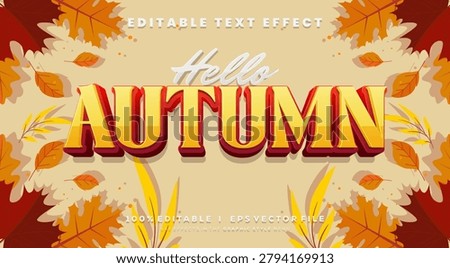 Editable hello autumn text effects, modern colors. Text style effects.
