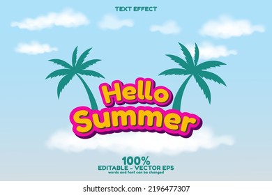 Editable hello summer text effect for marketing