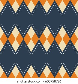 Editable Hipster Style Stitched Geometric Vector Seamless Pattern with Soft Flat Color for Creating Background