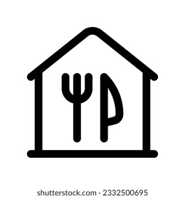 Cocina casera editable, icono vectorial de entrega en casa. Parte de una familia de iconos grandes. Perfecto para interfaces web y de aplicaciones, presentaciones, infografías, etc