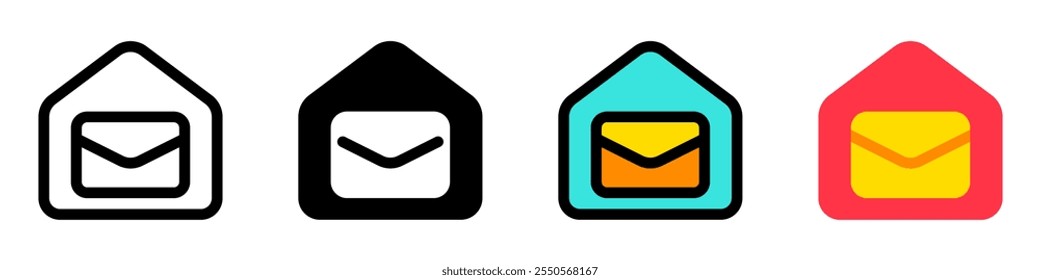 Editable home mail, mailing address, email vector icon. Remote work, job, profession, freelance. Part of a big icon set family. Perfect for web and app interfaces, presentations, infographics, etc