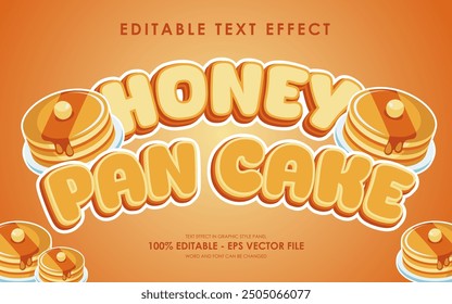 Editable honey pan cake text effect with illustration of honey pan cake