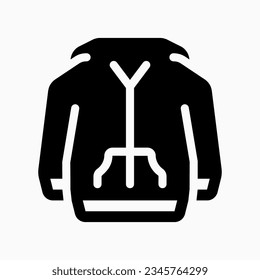 Chaqueta de capucha editable, icono del vector del suéter. Ropa, moda, vestimenta. Parte de una familia de iconos grandes. Perfecto para interfaces web y de aplicaciones, presentaciones, infografías, etc
