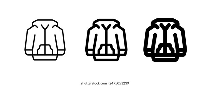 Chaqueta con capucha editable, suéter icono de Vector. Ropa, moda, ropa. Parte de una gran familia de iconos. Perfecto para interfaces de Web y App, presentaciones, infografías, etc