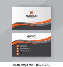 Editable Horizontal Business Card In Front And Back View.