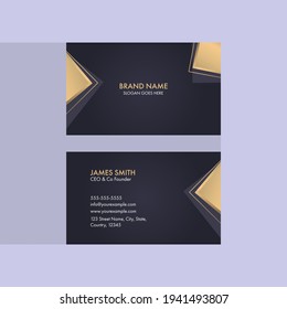 Editable Horizontal Business Card Template In Front And Back View.