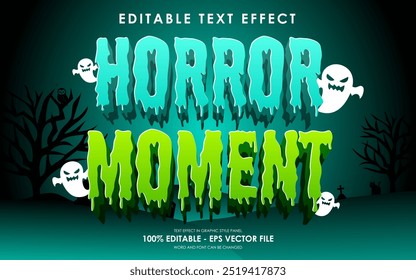 Efecto de texto de Halloween de momento de terror editable, efecto de estilo gráfico, con fondo de Halloween