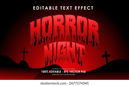 Editierbarer Horror-Nacht-Halloween-Texteffekt, Grafikstileffekt, mit Hintergrund-Halloween