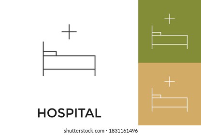 Icono de línea delgada del hospital editable con título. Útil para aplicaciones móviles, sitio web, software y medios impresos.