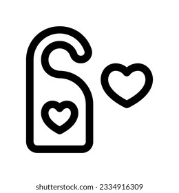 Icono del vector del colgador de la puerta del hotel. Boda, San Valentín, amor, celebración. Parte de una familia de iconos grandes. Perfecto para interfaces web y de aplicaciones, presentaciones, infografías, etc